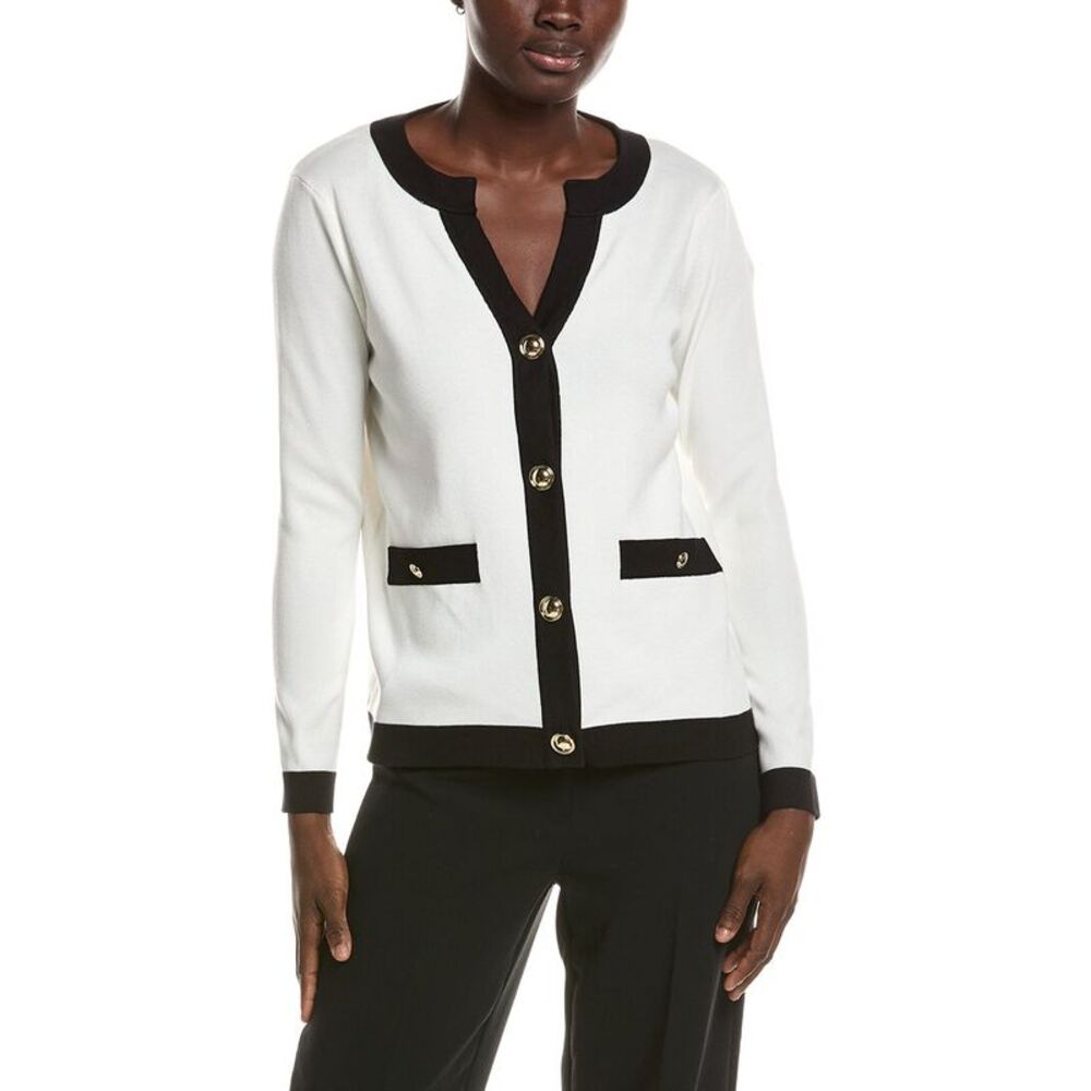 Halston Womens  Color Block Cardigan